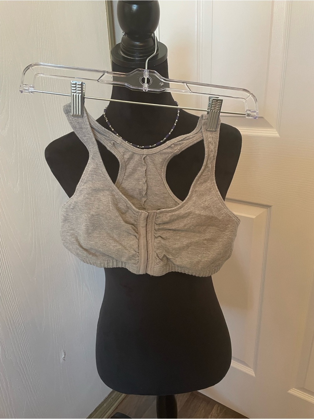 Fruit of the Loom Heather Gray Front-Zip Racerback Sports Bra Size 34